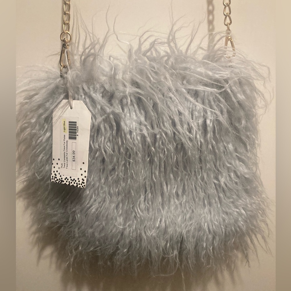 2 Chic Gray Faux Fur Crossbody Bag